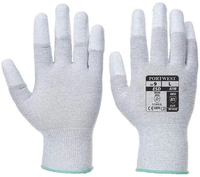 Main image of A198 Antistatic Safety Glove with PU Non Slip Fingertip Coating ANSI, Medium