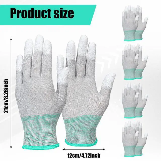 Alt view image 2 of 7 - Anti Static Gloves, 4 Pairs ESD Gloves High Resistance Carbon Fiber Electrical Gloves for PC Building Repair