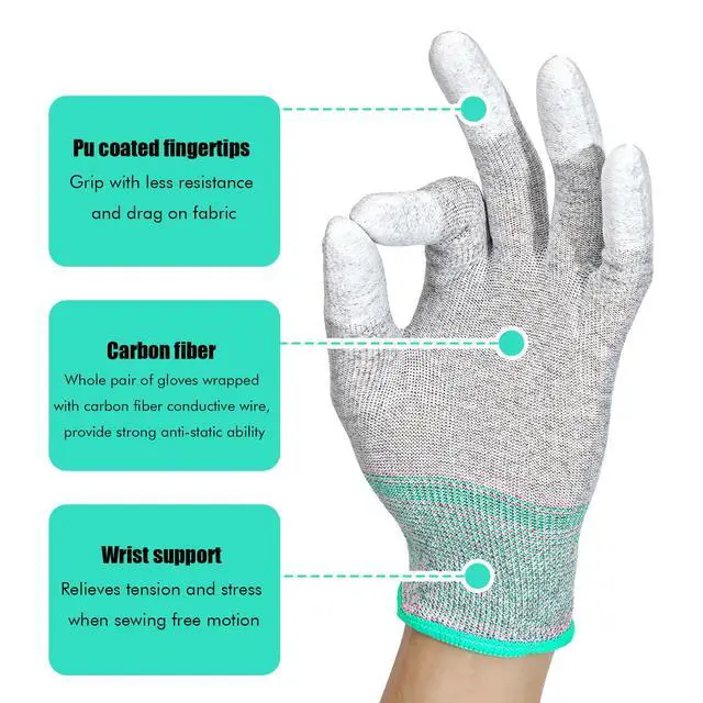 Alt view image 4 of 7 - Anti Static Gloves, 4 Pairs ESD Gloves High Resistance Carbon Fiber Electrical Gloves for PC Building Repair