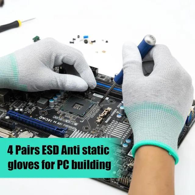 Alt view image 6 of 7 - Anti Static Gloves, 4 Pairs ESD Gloves High Resistance Carbon Fiber Electrical Gloves for PC Building Repair