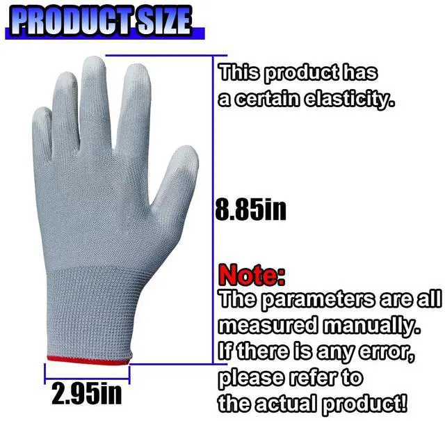 Alt view image 2 of 6 - Anti-Static Work Gloves, High Resistance Nylon Vinyl Wrap Gloves with PU Coated, Universal Anti-Static Applicator Glove for PC Building, Mechanic, Warehouse Work (2Pairs)