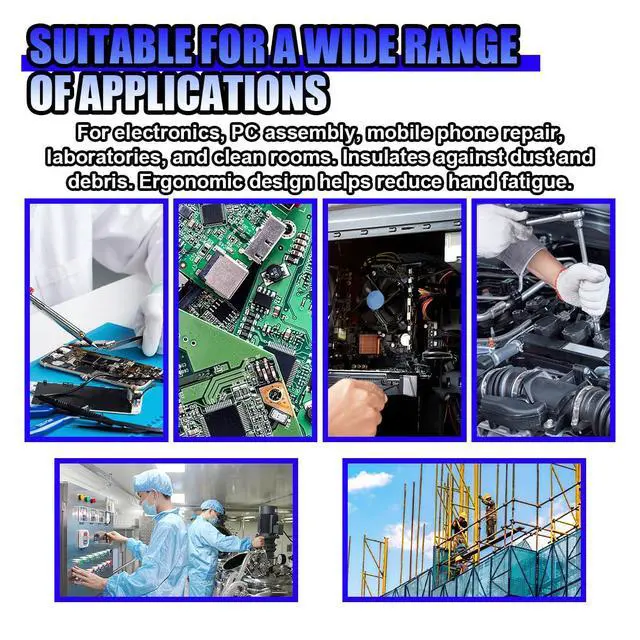 Alt view image 4 of 6 - Anti-Static Work Gloves, High Resistance Nylon Vinyl Wrap Gloves with PU Coated, Universal Anti-Static Applicator Glove for PC Building, Mechanic, Warehouse Work (2Pairs)