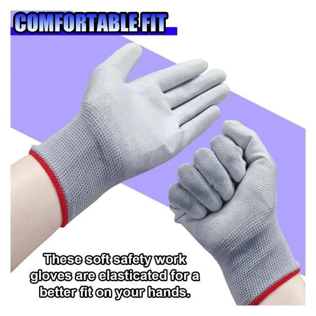 Alt view image 6 of 6 - Anti-Static Work Gloves, High Resistance Nylon Vinyl Wrap Gloves with PU Coated, Universal Anti-Static Applicator Glove for PC Building, Mechanic, Warehouse Work (2Pairs)