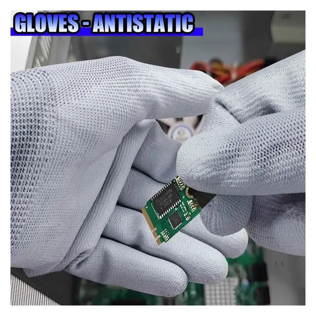 Alt view image 5 of 6 - Anti-Static Work Gloves, High Resistance Nylon Vinyl Wrap Gloves with PU Coated, Universal Anti-Static Applicator Glove for PC Building, Mechanic, Warehouse Work (2Pairs)