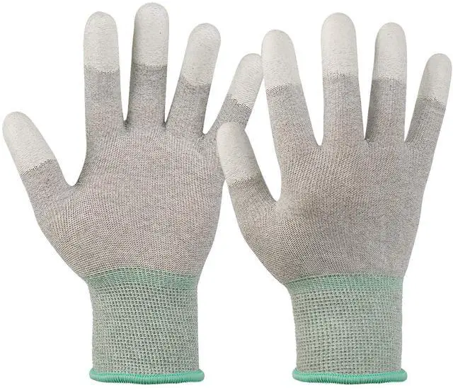 Main image of ESD Anti static gloves for PC building,carbon fiber PU coated finger anti-static gloves, to protect the safety of computer installation and repair(Medium 2 Pairs)