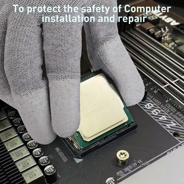 Alt view image 3 of 7 - ESD Anti static gloves for PC building,carbon fiber PU coated finger anti-static gloves, to protect the safety of computer installation and repair(Medium 2 Pairs)