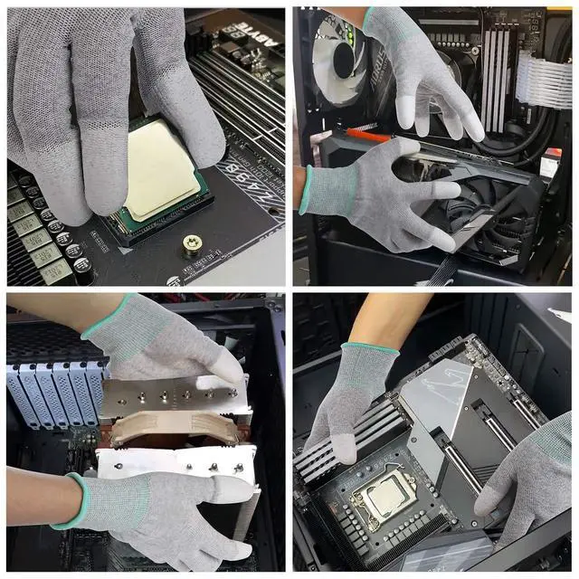 Alt view image 5 of 7 - ESD Anti static gloves for PC building,carbon fiber PU coated finger anti-static gloves, to protect the safety of computer installation and repair(Medium 2 Pairs)