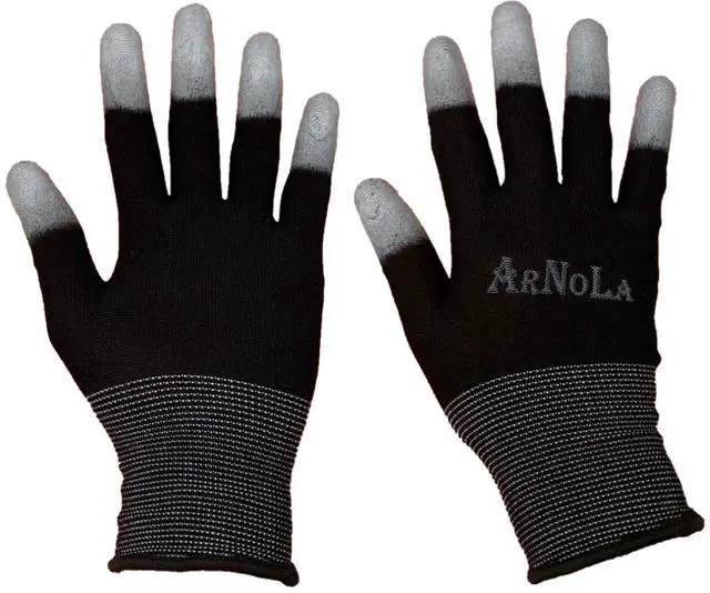 Main image of 2 Pairs Black Anti Static Gloves Top Fit Fingertip 13G Carbon Fibers PU Coated ESD Safety Work Gloves (2, Medium)