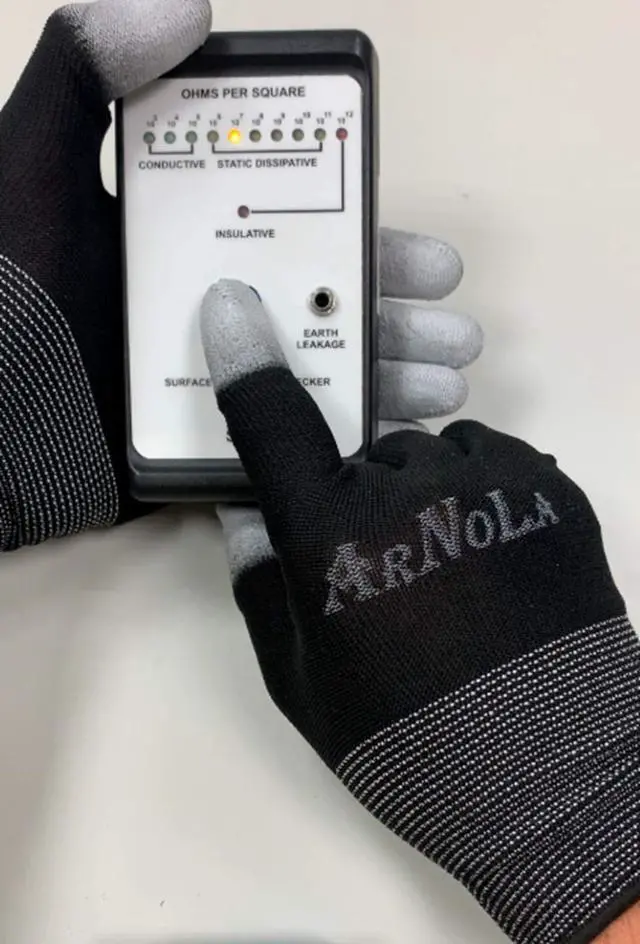 Alt view image 3 of 4 - 2 Pairs Black Anti Static Gloves Top Fit Fingertip 13G Carbon Fibers PU Coated ESD Safety Work Gloves (2, Medium)