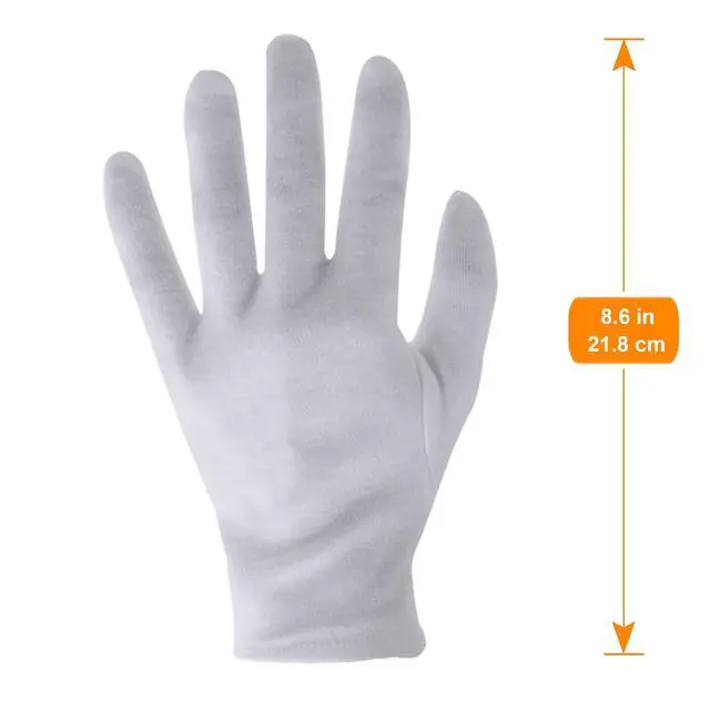 Alt view image 2 of 7 - 3 Pairs White Cotton Gloves for Dry Hands Eczema SPA Moisturizing - Work Glove Liners for Serving Costume Inspection