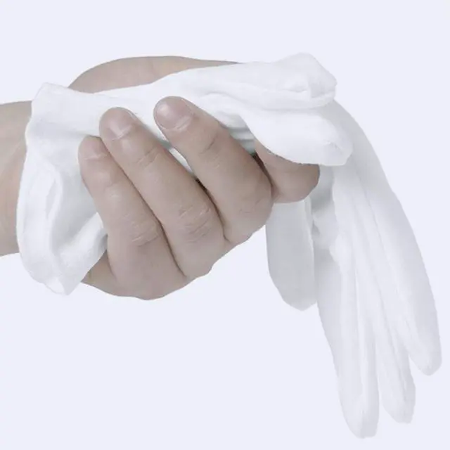Alt view image 5 of 7 - 3 Pairs White Cotton Gloves for Dry Hands Eczema SPA Moisturizing - Work Glove Liners for Serving Costume Inspection