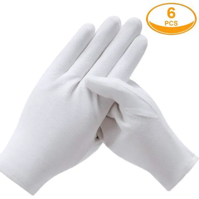 Alt view image 6 of 7 - 3 Pairs White Cotton Gloves for Dry Hands Eczema SPA Moisturizing - Work Glove Liners for Serving Costume Inspection