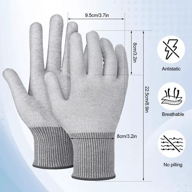 Alt view image 2 of 6 - 4 Pairs Vinyl Wrap Anti-static Gloves Carbon Fiber Working Gloves