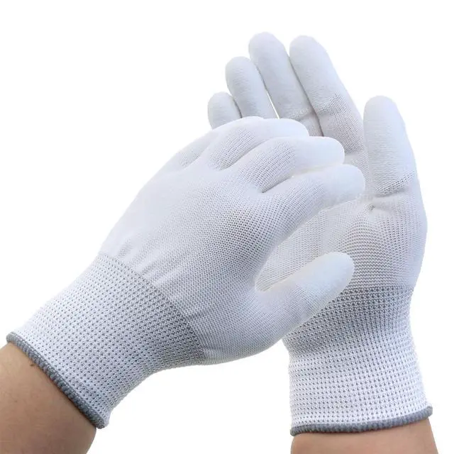 Alt view image 2 of 5 - 6 Pairs 20-22cm White Nylon Antistatic Gloves Work Gloves Non Slip Construction Gloves for Inspections Photo Maintenance Work