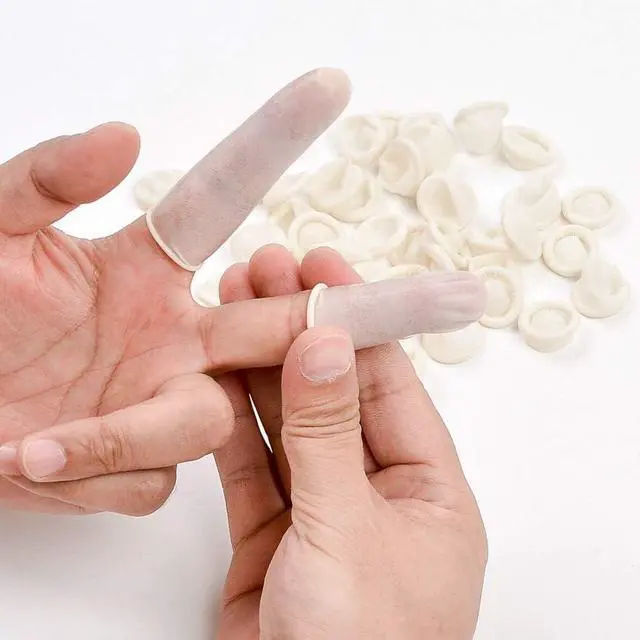 Alt view image 4 of 5 - Finger Cot, Medium Finger Protectors Latex Anti-Static Finger Covers, Finger Tip Protect Keeping Dressing Dry and Clean Disposable Finger Gloves White(approxi 150pcs)