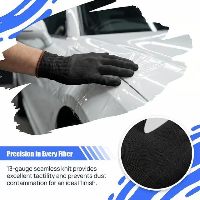 Alt view image 4 of 6 - 4 Pairs Vinyl Wrap Gloves, Anti-Static Automotive Work Gloves, Universal Vehicle Window Tinting Applicator Accessories for Car Wrapping and Film Installation (Black)