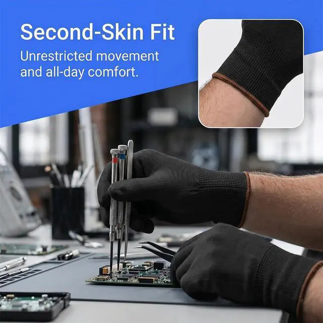 Alt view image 5 of 6 - 4 Pairs Vinyl Wrap Gloves, Anti-Static Automotive Work Gloves, Universal Vehicle Window Tinting Applicator Accessories for Car Wrapping and Film Installation (Black)