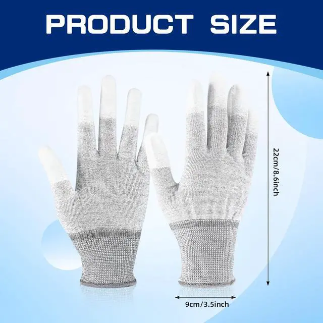 Alt view image 3 of 6 - 4 Pairs Vinyl Wrap Gloves for Car Anti-static Carbon Fiber Coated PU Coated Finger Gloves for Car Wrapping