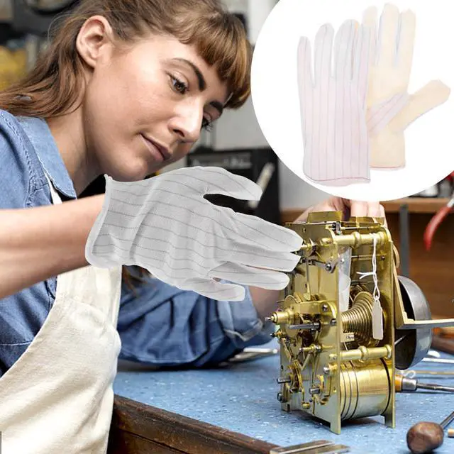 Alt view image 3 of 7 - 10 Pairs Esd Anti-static Gloves Pu Coated Breathable Work Gloves with Non-slip Grip for Electronics Industry and Jewelry Inspection