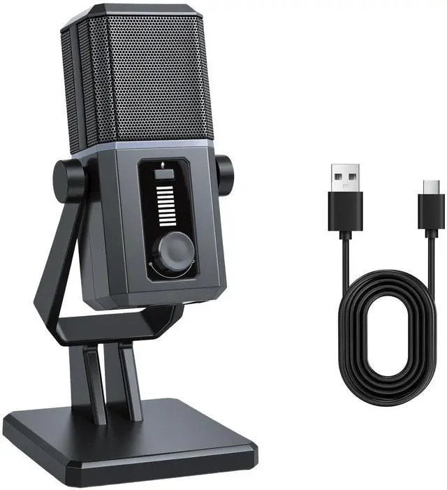 Main image of USB Gaming Microphone RGB Lighting Noise Cancelling | PC Streaming, 5ft USB to USB-C Cable, Desktop Mic, Podcasting, Singing, Recording, Meeting