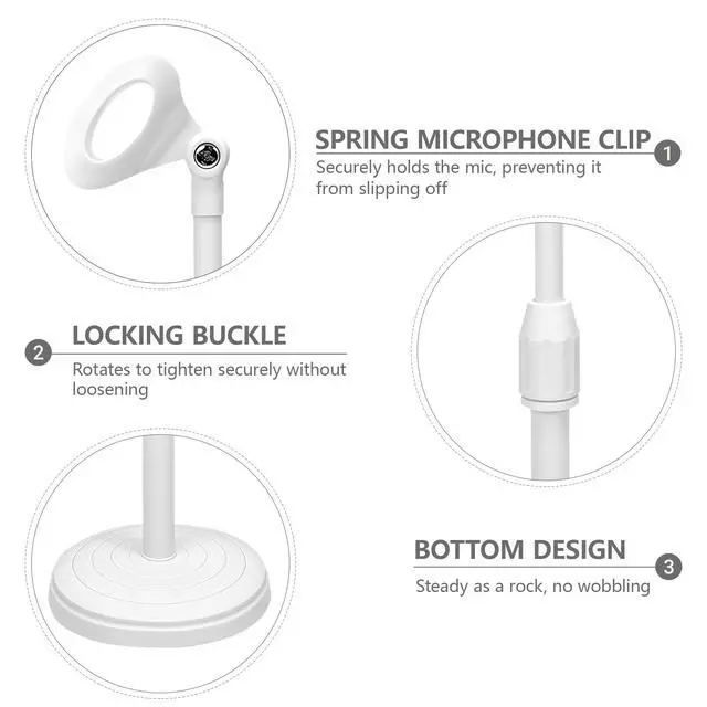 Alt view image 3 of 6 - Microphone Stand, Desktop Mic Stand with Phone Holder Replacement Head, Adjustable Height, Suitable for Studio, Live Streaming, Podcast, and Online Meetings