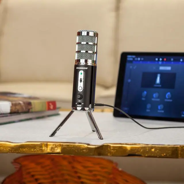 Alt view image 2 of 5 - Technologies Satellite USB/iOS Condenser Microphone | Dual 16mm condenser capsules with 24-bit/96kHz audio and fold-back legs for streaming, podcasting and recording