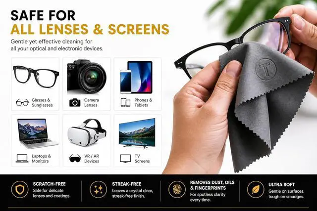 Alt view image 6 of 7 - Microfiber Cleaning Cloth 6 Pack, 230 GSM Ultra Soft Lens Cloth for Glasses, Camera & Screens, Streak-Free, Lint-Free, Scratch-Safe (6x7 Inch)