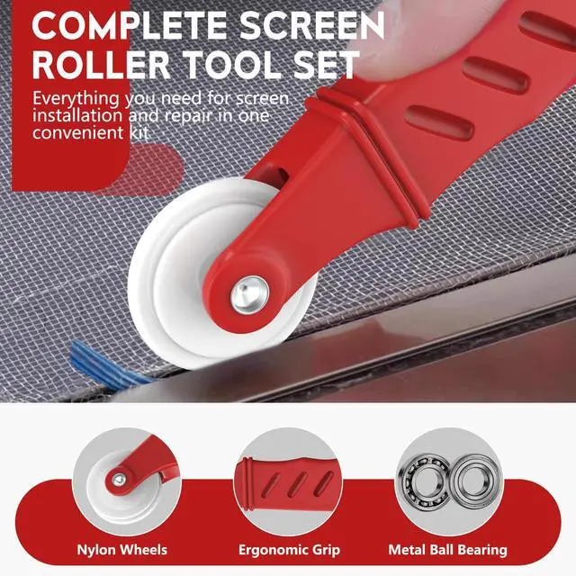 Alt view image 2 of 7 - Screen Roller Tool Set, 2 Pack Screen Spline Roller with Spline Removal Hook for Window & Door