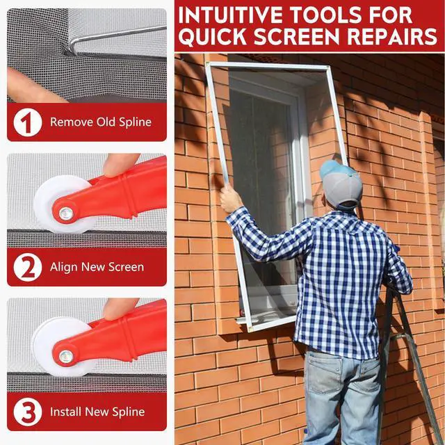 Alt view image 5 of 7 - Screen Roller Tool Set, 2 Pack Screen Spline Roller with Spline Removal Hook for Window & Door