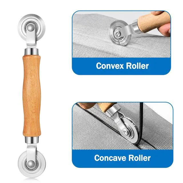 Alt view image 2 of 6 - Screen Repair Kit, 4-in-1 Screen Tool for Window Mesh Repair | Bearing Steel Roller+0.14inx32ft Spline+8Clips+Remove Hook+for Window Mesh, Patio and RV Mesh Replacement