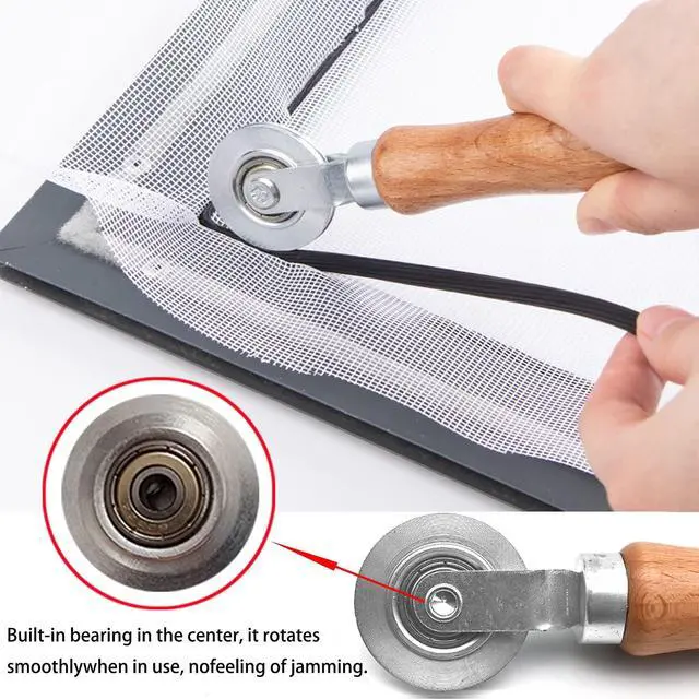 Alt view image 7 of 7 - 3Pcs Screen Tool, Window Screen Spline Roller Tool with Wooden Handle and Steel/Nylon Bearing Wheels, Mesh Screen Door Repair Kit Easy to Use