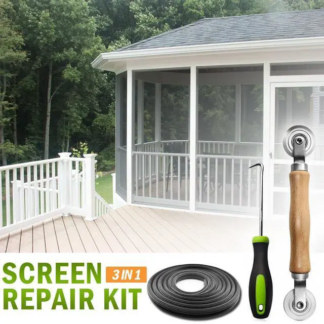 Alt view image 7 of 7 - Screen Repair kit, Screen Roller Tool, Steel Roller with Bear+32ft Screen Spline+Removal Hook, 3 in 1 Window Screen Door Repair Kit,for Installing Door Window Mesh