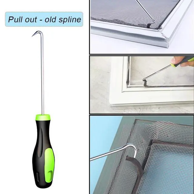 Alt view image 4 of 6 - Screen Roller Tool 2in1-Bearing Roller+Hook to Replace Mesh | Screen Repair Tool, 2 Side Roller,Hook-Removal Old Spline.Easy to Install Screen Mesh