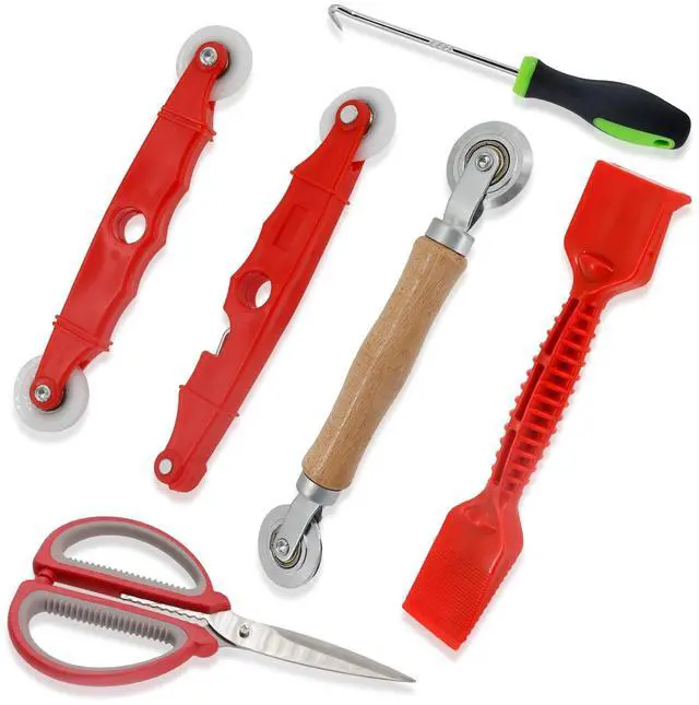 Main image of Screen Repair Tools, 6 in 1 Window Screen Installation Kit Include Screen Roller Spline Roller Tool, Spline Removing Hook, Rubber Strip Shovel for Installing and Replacing Window Patio Sliding Door