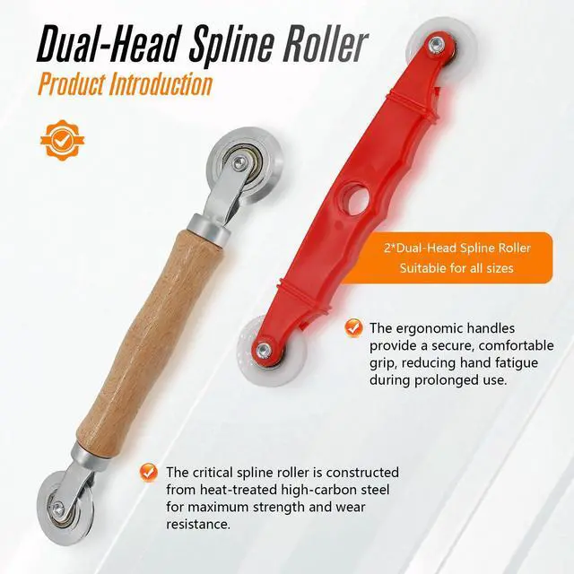 Alt view image 4 of 7 - Screen Repair Tools, 6 in 1 Window Screen Installation Kit Include Screen Roller Spline Roller Tool, Spline Removing Hook, Rubber Strip Shovel for Installing and Replacing Window Patio Sliding Door