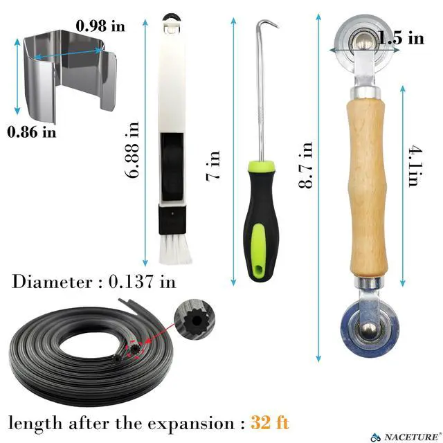 Alt view image 6 of 7 - Screen Repair Tool Kit with 32 ft Screen Spline, 5-in-1 | Complete 5-in-1 kit includes 32 ft screen spline, retainer clips 20 Pack, roller tool and removal hook.