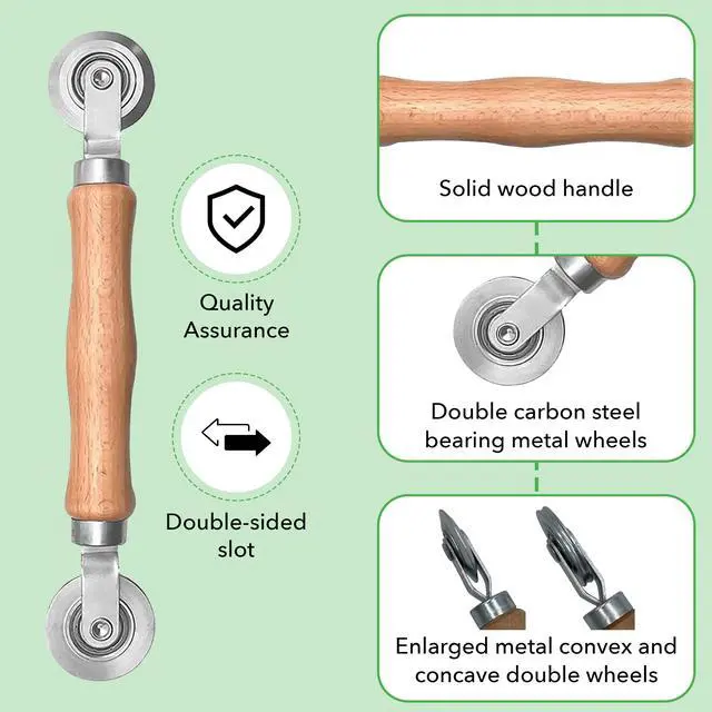 Alt view image 5 of 7 - Screen Roller Tool - Rolling Tool for Installing Door & Window Screens & Repair - Spline Roller with Wood Handle & Steel Bearing Wheel - Professional Rolling Tool - Double Ended Hand Spline Roller