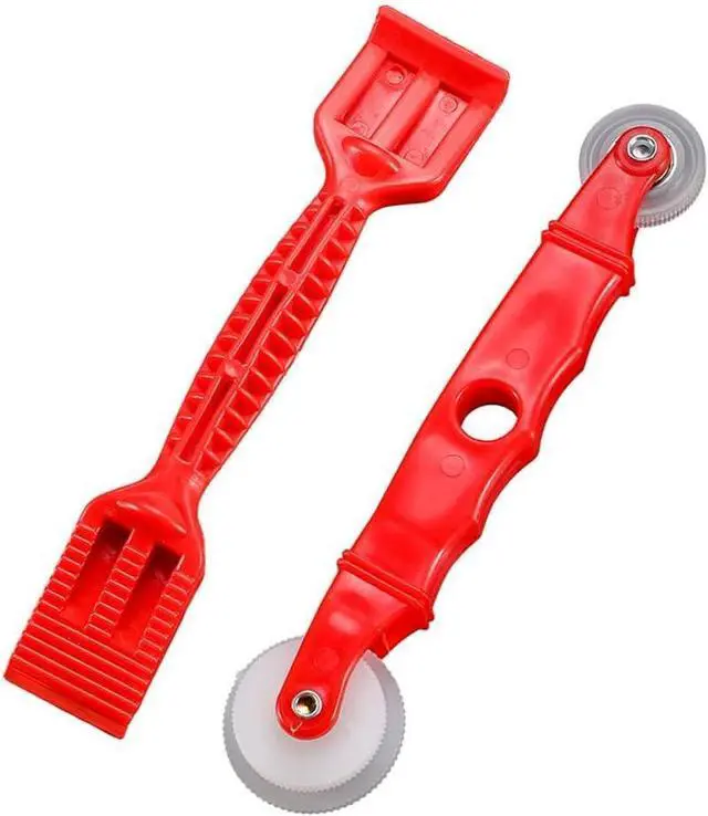 Main image of 2-Pack Red Rubber Seal Install Tool Kit Includes Screen Roller & Glazing Shovel, Weather Stripping Roller Set for Car Door, Windshield, Boat, RV, Window Screen & Door Seam Repair
