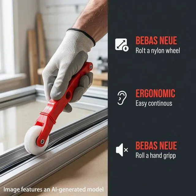 Alt view image 3 of 7 - 2-Pack Red Rubber Seal Install Tool Kit Includes Screen Roller & Glazing Shovel, Weather Stripping Roller Set for Car Door, Windshield, Boat, RV, Window Screen & Door Seam Repair