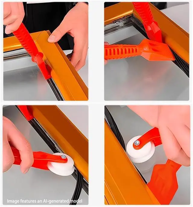 Alt view image 5 of 7 - 2-Pack Red Rubber Seal Install Tool Kit Includes Screen Roller & Glazing Shovel, Weather Stripping Roller Set for Car Door, Windshield, Boat, RV, Window Screen & Door Seam Repair