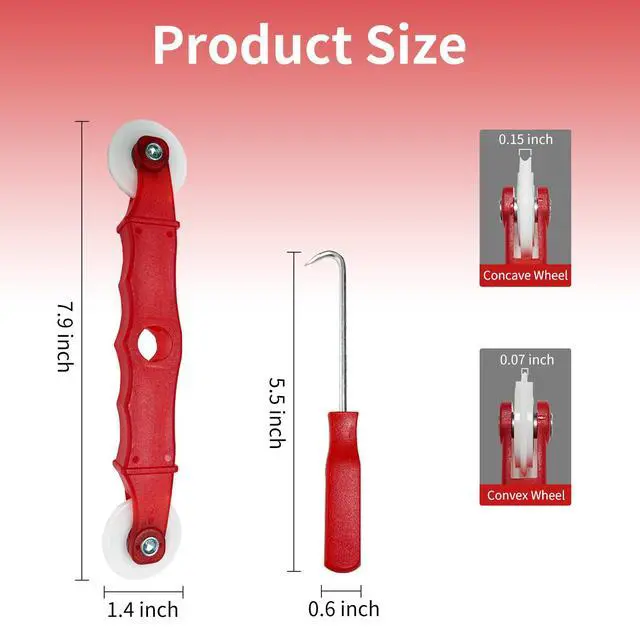 Alt view image 2 of 7 - 2 Pcs Screen Repair Tool, Durable Screen Door Roller Tool and Spline Remove Hook, Ergonomic Handle, Easy to Use, Suit for Screen Door Window Screen Repair Replacement