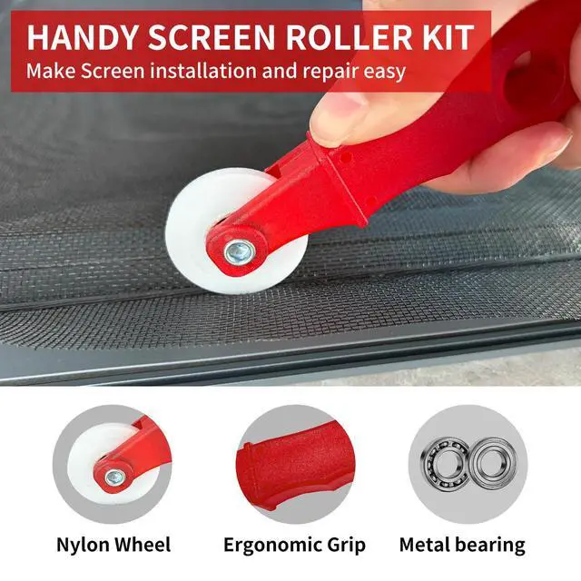 Alt view image 4 of 7 - 2 Pcs Screen Repair Tool, Durable Screen Door Roller Tool and Spline Remove Hook, Ergonomic Handle, Easy to Use, Suit for Screen Door Window Screen Repair Replacement