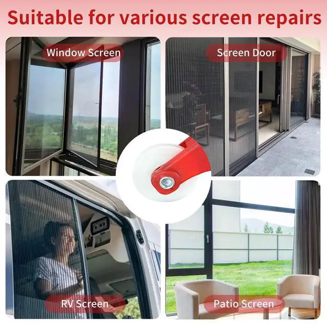 Alt view image 6 of 7 - 2 Pcs Screen Repair Tool, Durable Screen Door Roller Tool and Spline Remove Hook, Ergonomic Handle, Easy to Use, Suit for Screen Door Window Screen Repair Replacement