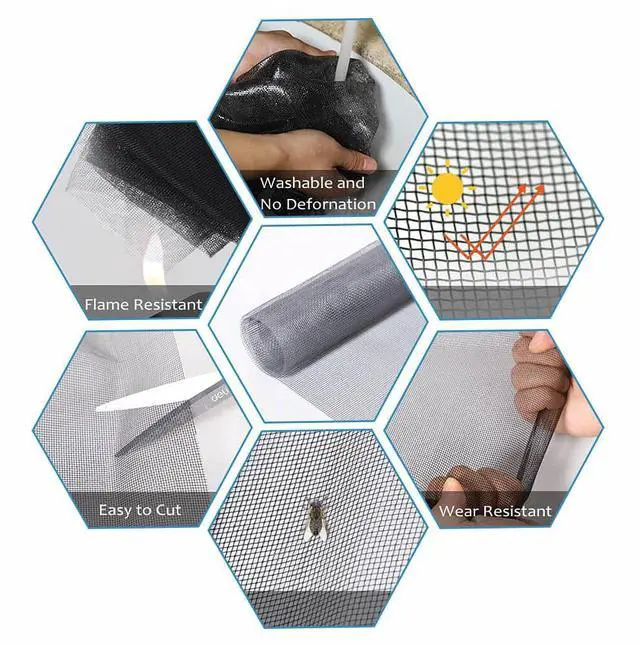 Alt view image 2 of 6 - Windows Screen and Screen Door Repair Kit - 48"x118" Fiberglass Mesh Gray with Rolling Tool/Hook/Ruler/Cutter/Spline - Window Screen & Sliding Screen Door Replacement for Windows, TOOLTRIZ
