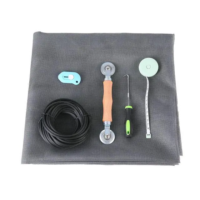 Alt view image 4 of 6 - Windows Screen and Screen Door Repair Kit - 48"x118" Fiberglass Mesh Gray with Rolling Tool/Hook/Ruler/Cutter/Spline - Window Screen & Sliding Screen Door Replacement for Windows, TOOLTRIZ
