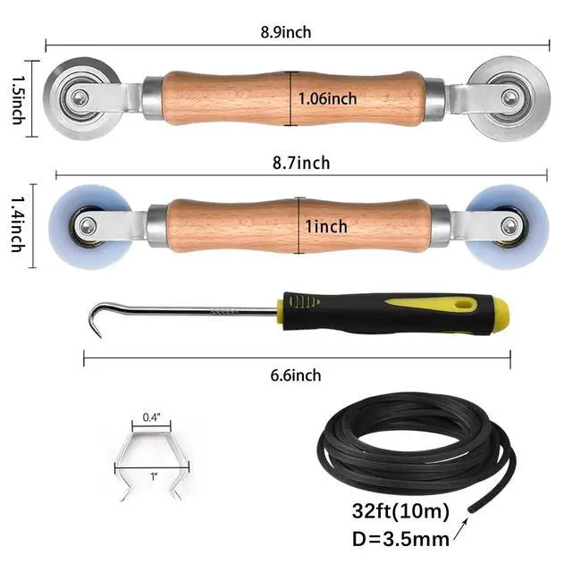 Alt view image 2 of 7 - Upgrade Window Screen Repair Kit, Steel/Nylon Roller Tool | Spline Removal Hook, 32ft Retainer Spline and 12pcs Screen Clips Replacement for Installing Door Mesh Screens