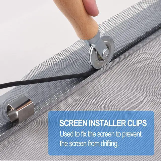 Alt view image 6 of 7 - Upgrade Window Screen Repair Kit, Steel/Nylon Roller Tool | Spline Removal Hook, 32ft Retainer Spline and 12pcs Screen Clips Replacement for Installing Door Mesh Screens