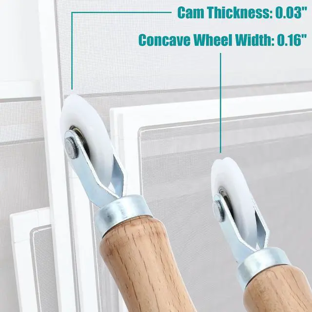 Alt view image 3 of 6 - 3 Pcs Window Door Screen Repair Kit | Screen Spline Roller Tool, Wooden Handle, Nylon Bearing Wheels, Removal Hook