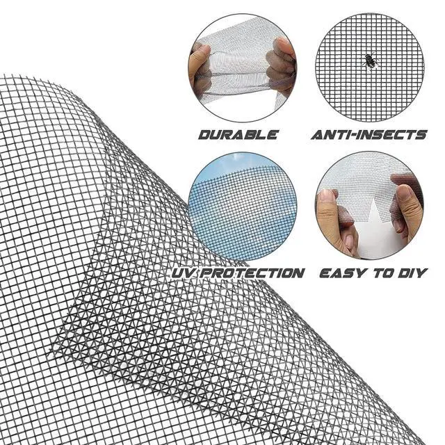 Alt view image 2 of 7 - Screen Repair Kit Easy DIY Project 36" x 90" Fiberglass Screen Mesh with Rolling Tool and Screen Retainer Spline Screen Replacement kit for Windows Sliding Doors and Patio Screens (36" x 90", Black)