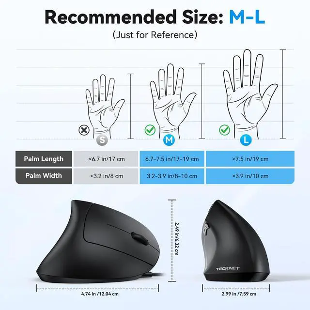 Alt view image 2 of 7 - Wired Mouse, Comfortable Ergonomic Mouse with 6400 DPI | Plug & Play, 4-Level Adjustable DPI, Silent Click, Vertical Mouse Compatible with Laptop/PC/Windows/Chromebook